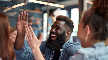 Sticker - Friends Sharing a Joyful High-Five