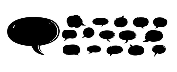 Wall Mural - set of speech bubble, dialog message collection, communication sign, balloon talk symbol, text chat 