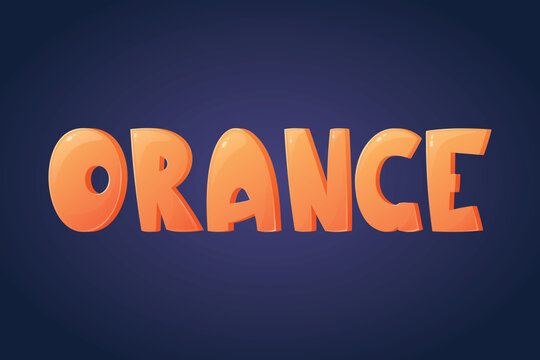 Vector isolated inscription, word Orange. Cartoon funny hand drawn lettering.