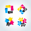 Set Logo CMYK color Printing theme. Template design vector.