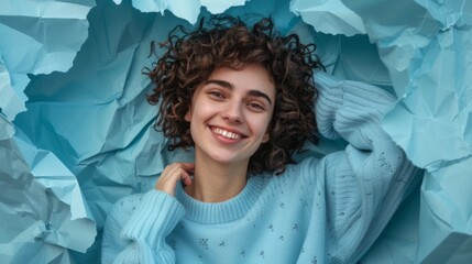 Poster - A Smiling Woman in Blue