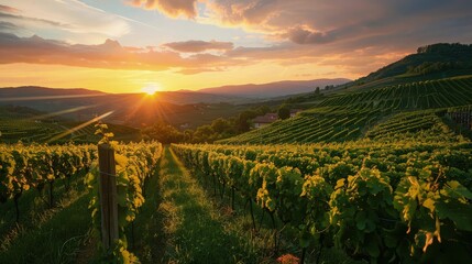 Wall Mural - Vineyard in autumn.