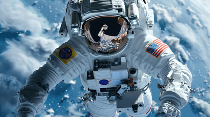 Poster - Universe, space, astronaut, satellite. Generative AI.
