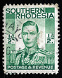 Ukraine, Kiyiv - February 3, 2024.Postage stamps from South Rhodesia.Postage stamp printed in South Rhodesia shows King George VI (1895-1952), serie,Southern Rhodesian penny, circa 1937.Philately.
