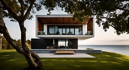 Wall Mural - Modern house on an island.