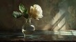 White rose is in glass vase on table ,Generative ai, 