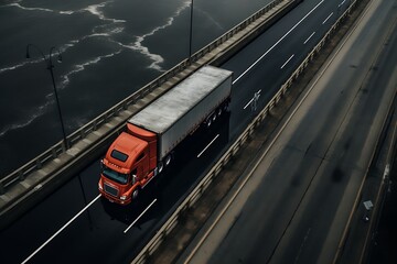 Wall Mural - Truck on the highway. Freight transportation