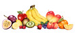 Fresh organic fruits assorted png hand drawn illustration