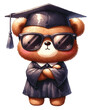 bear graduation gown stood arms crossed clipart watercolor