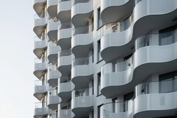 Poster - Facade of a modern residential building with balconies. Background image. Created with Generative AI technology.
