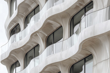 Poster - Facade of a modern residential building with balconies. Background image. Created with Generative AI technology.