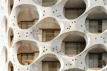 Poster - Facade of a modern residential building with balconies. Background image. Created with Generative AI technology.