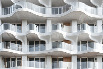 Poster - Facade of a modern residential building with balconies. Background image. Created with Generative AI technology.
