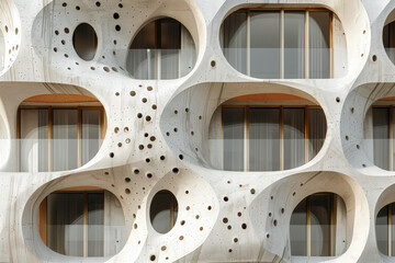 Poster - Facade of a modern residential building with balconies. Background image. Created with Generative AI technology.