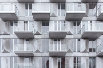 Poster - Facade of a modern residential building with balconies. Background image. Created with Generative AI technology.