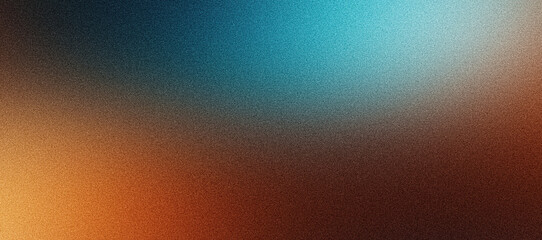 Wall Mural - grainy noisy texture brown orange blue poster background, dark moody teal turquoise aquamarine grung