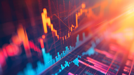 Poster - Abstract candlestick charts, Forex charts for presentations.