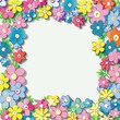 © MUS_GRAPHIC - Floral patterns around edges. Beautiful background with delicate plants blooming at edges on white backdrop. Horizontal border with pastel spring summer flowers