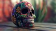 Sugar skull with floral pattern