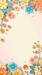 © MUS_GRAPHIC - Floral patterns around edges. Beautiful background with delicate plants blooming at edges on white backdrop. Horizontal border with pastel spring summer flowers
