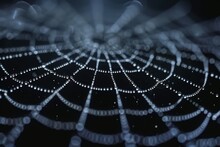 A Detailed Black And White Photograph Showcasing A Spider Web, Highlighting Its Intricate Pattern And Delicate Structure, An Intricate Spider Web Design Using Binary Digits, AI Generated