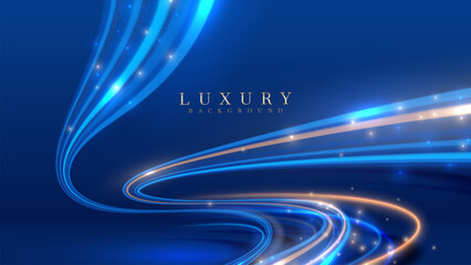 Wall Mural - Blue Dynamic Light Streams on Abstract Background.