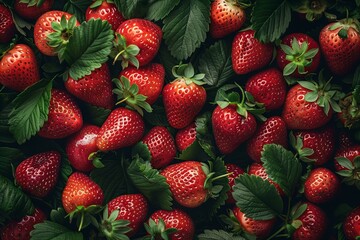 Sticker - Strawberries background, summer concept