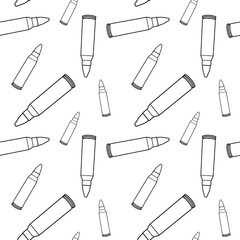 Wall Mural - Line art bullets pattern. Black and white seamless background.