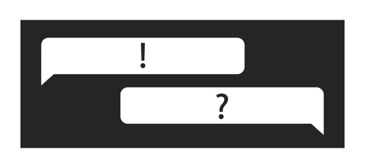 Poster - Communication on online messenger black and white 2D line cartoon object. Dialog in internet chat isolated vector outline items. Technical support request monochromatic flat spot illustration