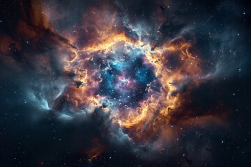 Canvas Print - Stunning Star Illuminating the Night Sky, Beautiful transformation of a supergiant star into a nebula, AI Generated