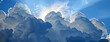 Blue sky with clouds, Early cloudscape sunshine in a cloudy blue sky, Sunrise on blue sky with some clouds, The morning sky shines when you must rise early for work and earn income, Ai 