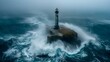 Lone Lighthouse Enduring the Ocean's Fury. Concept Lighthouse, Ocean, Nature, Storm, Resilience