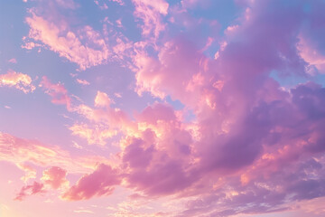 Wall Mural - a serene pastel purple sky at dusk with delicate clouds. beautiful purple and pink clouds fill the s