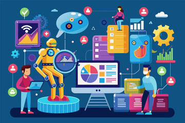 Aufkleber - Advanced AI algorithms analyzing big data for insights infograph