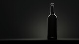 Fototapeta  - Elegant silhouette of an empty wine bottle against dark.