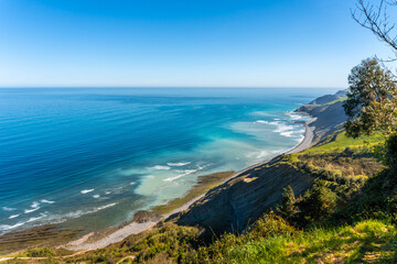 Wall Mural - Beautiful coastal landscape in the flysch of Zumaia, Gipuzkoa. Basque Country