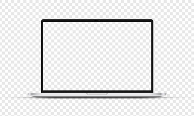 Poster - Modern laptop mockup front view on white background. Notebook mockup device mockup for ui ux app and website presentation Stock Vector.