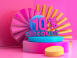 Beautiful 3D number 10% on a gradient background