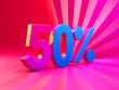Beautiful 3D number 50% on a gradient background