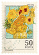 Png sunflower, Van Gogh, stamp sticker, transparent background