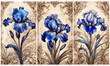Triptych illustration of iris