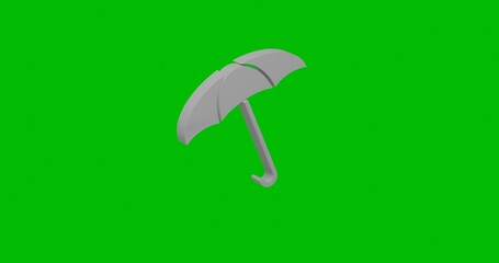 Poster - Animation of rotation of a white umbrella symbol with shadow. Simple and complex rotation. Seamless looped 4k animation on green chroma key background