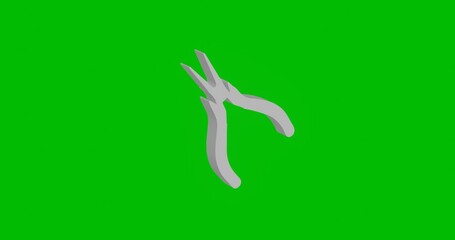 Poster - Animation of rotation of a white round pliers symbol with shadow. Simple and complex rotation. Seamless looped 4k animation on green chroma key background