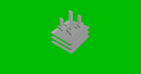 Poster - Animation of rotation of a white absorbent symbol with shadow. Simple and complex rotation. Seamless looped 4k animation on green chroma key background