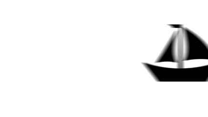 Poster - Animation set, sailing boat symbol. Animations: transparency, zooms, transition top to down, transition left to right, slide up to down, slide left to right
