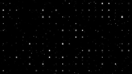 Poster - Template animation of evenly spaced bug symbols of different sizes and opacity. Animation of transparency and size. Seamless looped 4k animation on black background with stars