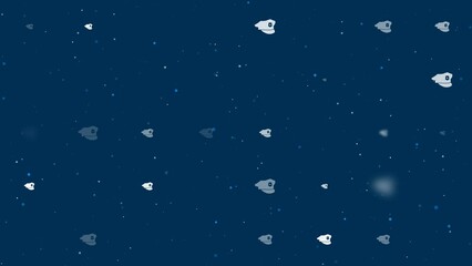 Poster - Template animation of evenly spaced police cap symbols of different sizes and opacity. Animation of transparency and size. Seamless looped 4k animation on dark blue background with stars