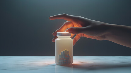 hand holding a blank white squeeze bottle plastic tube Packaging for a pill, capsule or supplement. Product branding mockup. High-quality photo
