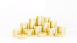 Gold coins stacks. Savings, deposit, investment concept. Wealth, treasury, gold illustration.