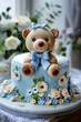 celebration birthday cake in the form of a bear for children's holiday